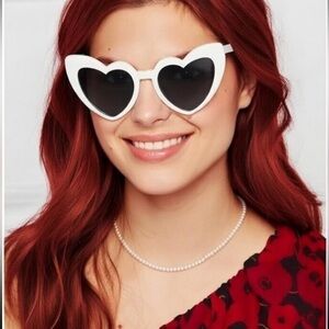 Heart-Shaped White Sunglasses